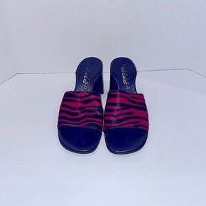 Shannon Diego Zebra Print Sandals 3 inch heels Size 8N